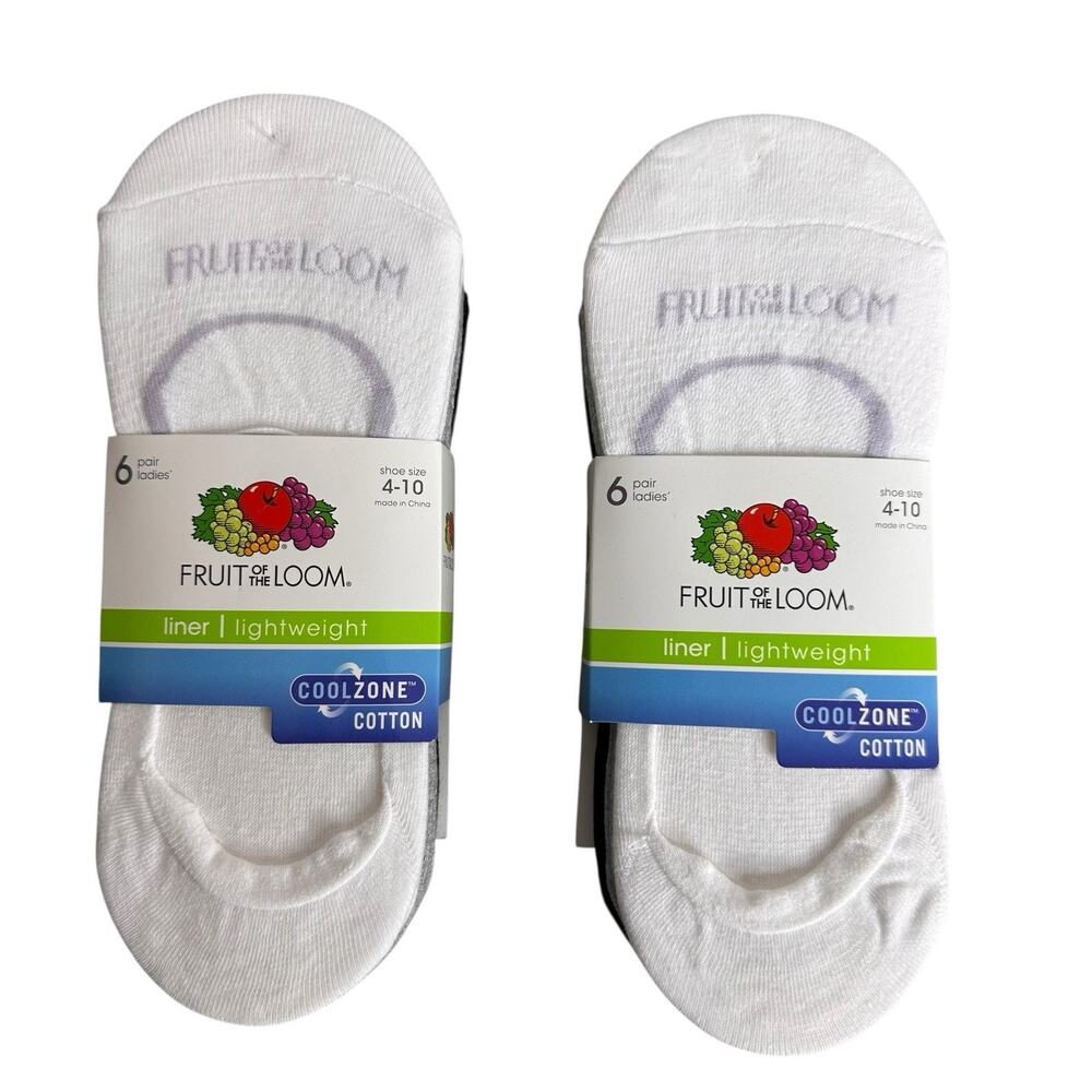 Fruit of the Loom Women's Cool Zone No Show Liners Socks Size 4-10 New 12 Pairs